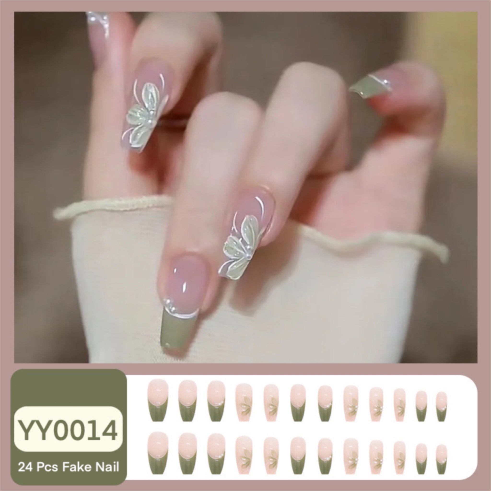 24pcs fake nails with design manicure press on nails